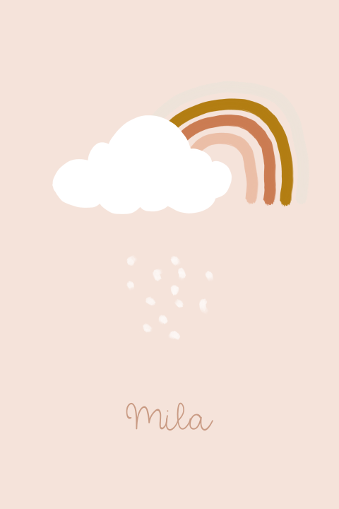 Geboortekaartje wolk en regenboog