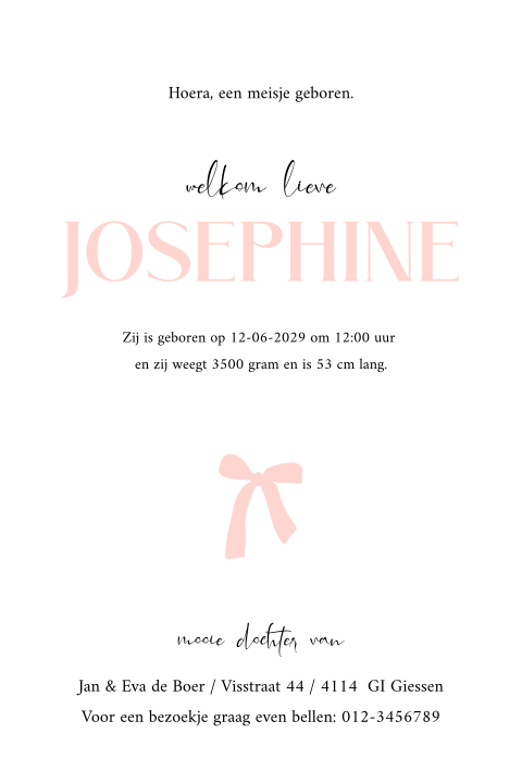 Geboortekaartje Josephine
