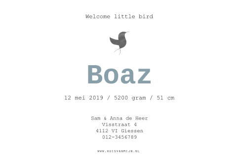 Geboortekaartje Boaz