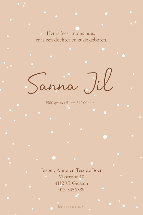 Geboortekaartje Sanna