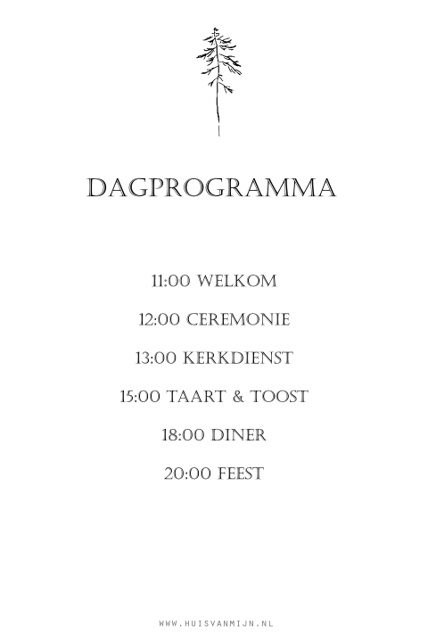 Dagprogramma kaart Dennenboom