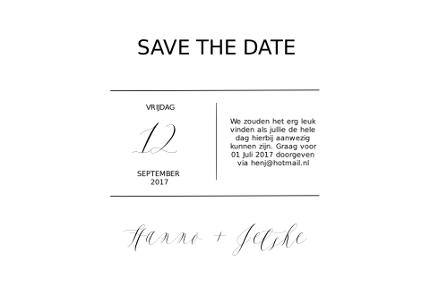 Save the Date kaart Chique Typografie
